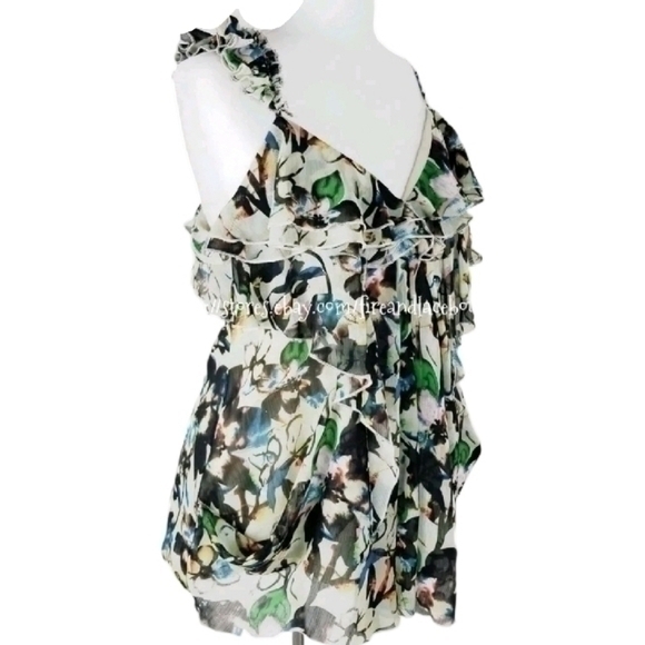 LAPIS NORDSTROM WATERCOLOR RUFFLE TOP SZ M - Picture 4 of 8